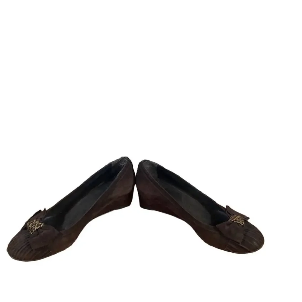Stuart Weitzman Women’s Brown Frobozzie Chain Detail Wedge Heels Size 6.5